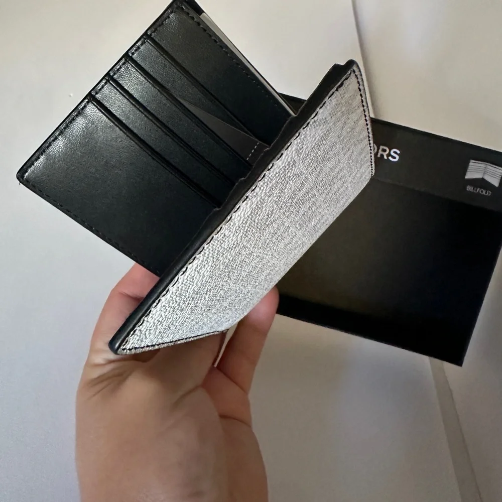 NWT Michael Kors White Leather Wallet with Black Accents